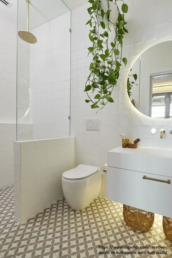 small bathroom with-a-half-wall
